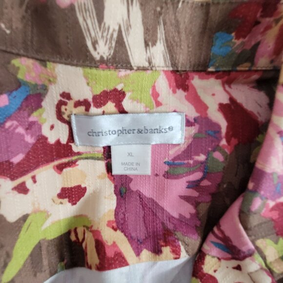 Christopher & Banks Floral Blazer Jacket Womens XL Cotton Blend Stretch Casual - Picture 3 of 9